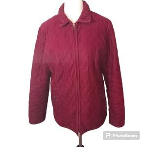 Croft &Barrow Burgundy, Quilted Courduroy Jacket Size M